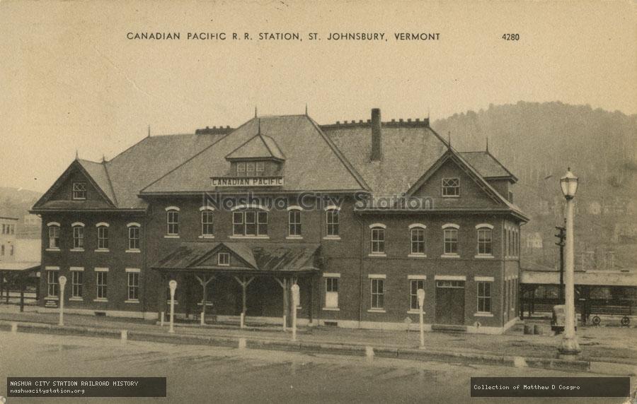 Postcard: Canadian Pacific Railroad Station, St. Johnsbury, Vermont